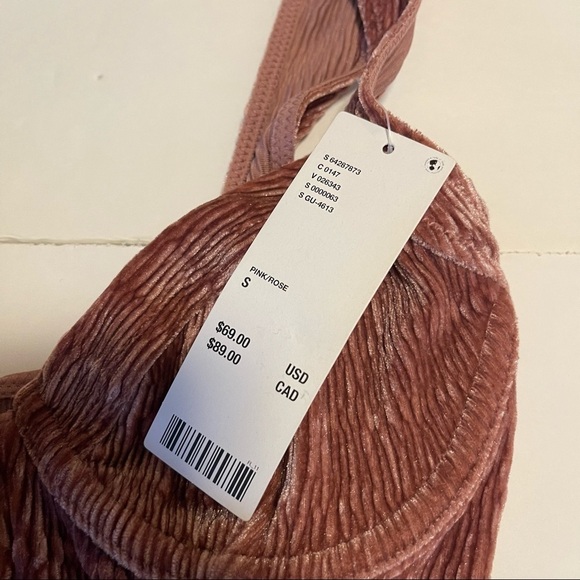 Bodysuit Urban Outfitters Velvet Plisse Bodycon Small Pink Underwire Boning - Picture 14 of 16